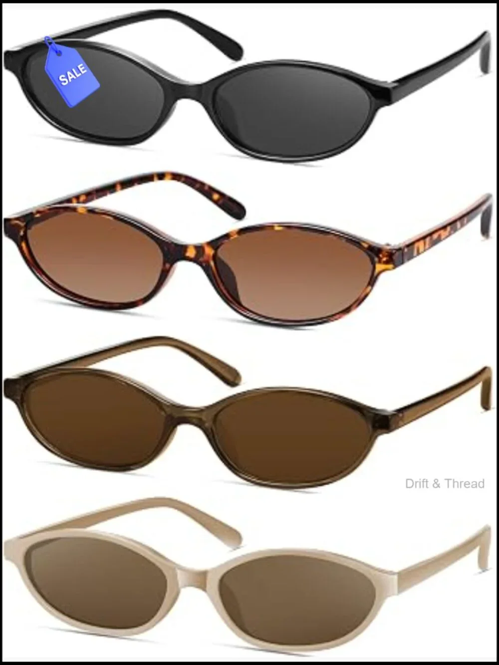 Retro Oval Cat Eye Sunglasses for Women Y2K Trendy Narrow Shades UV Protection